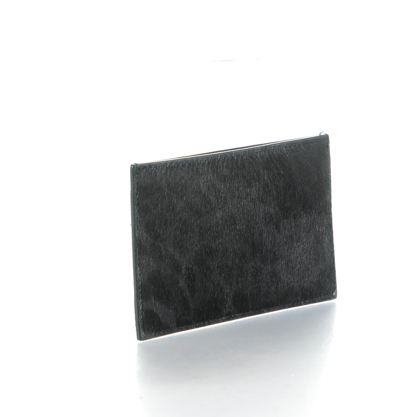 Leopard Print Pony Hair Card Case Black