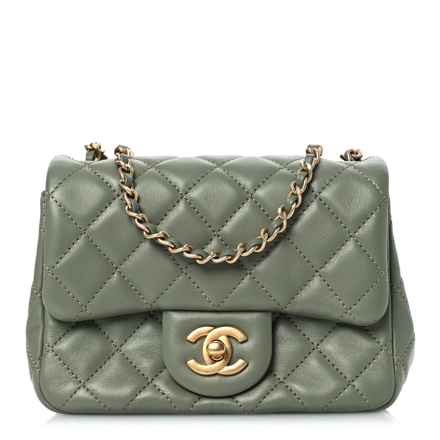 Chanel Lambskin Quilted Mini Pearl Crush Flap Green 1 of 12