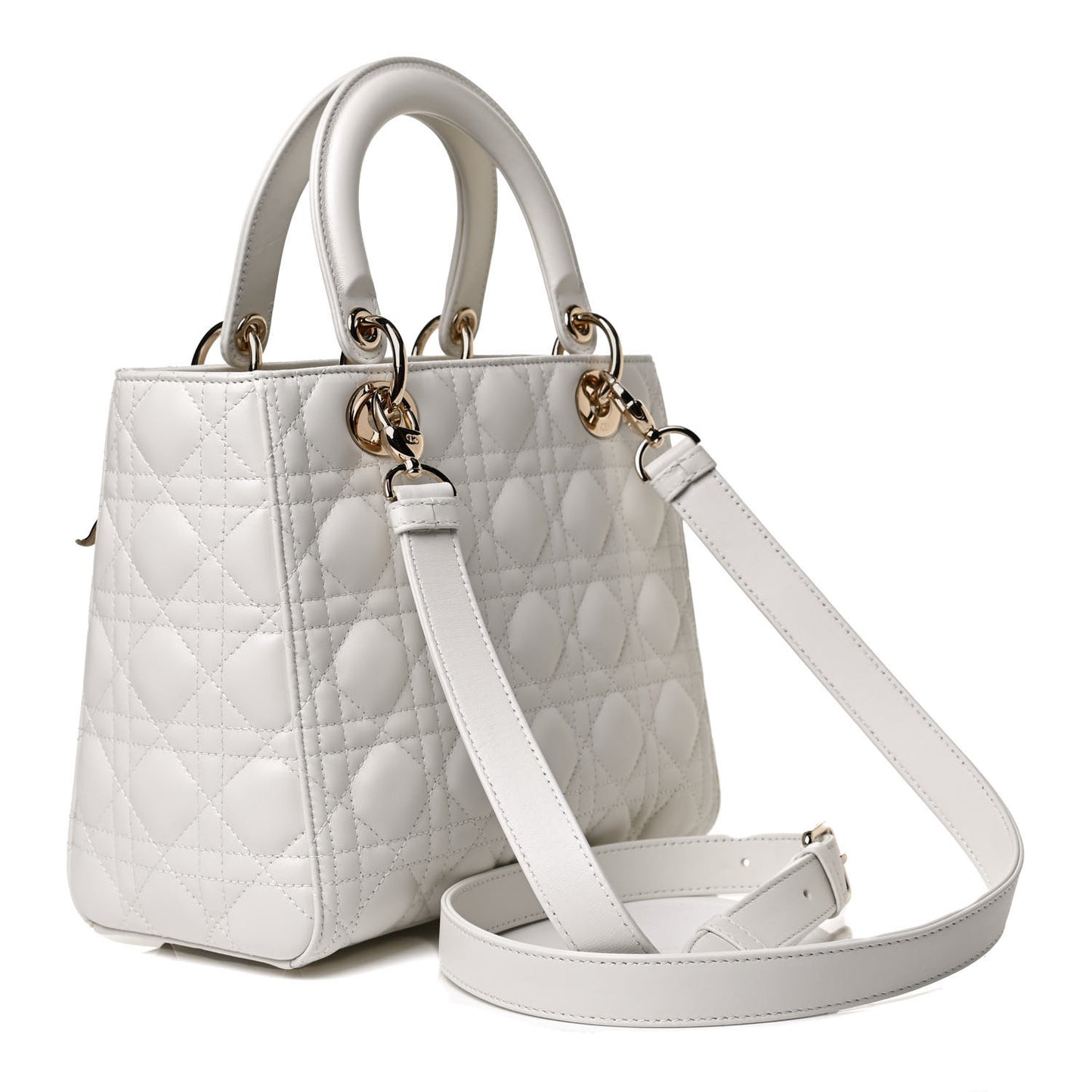 Lambskin Cannage Medium Lady Dior White