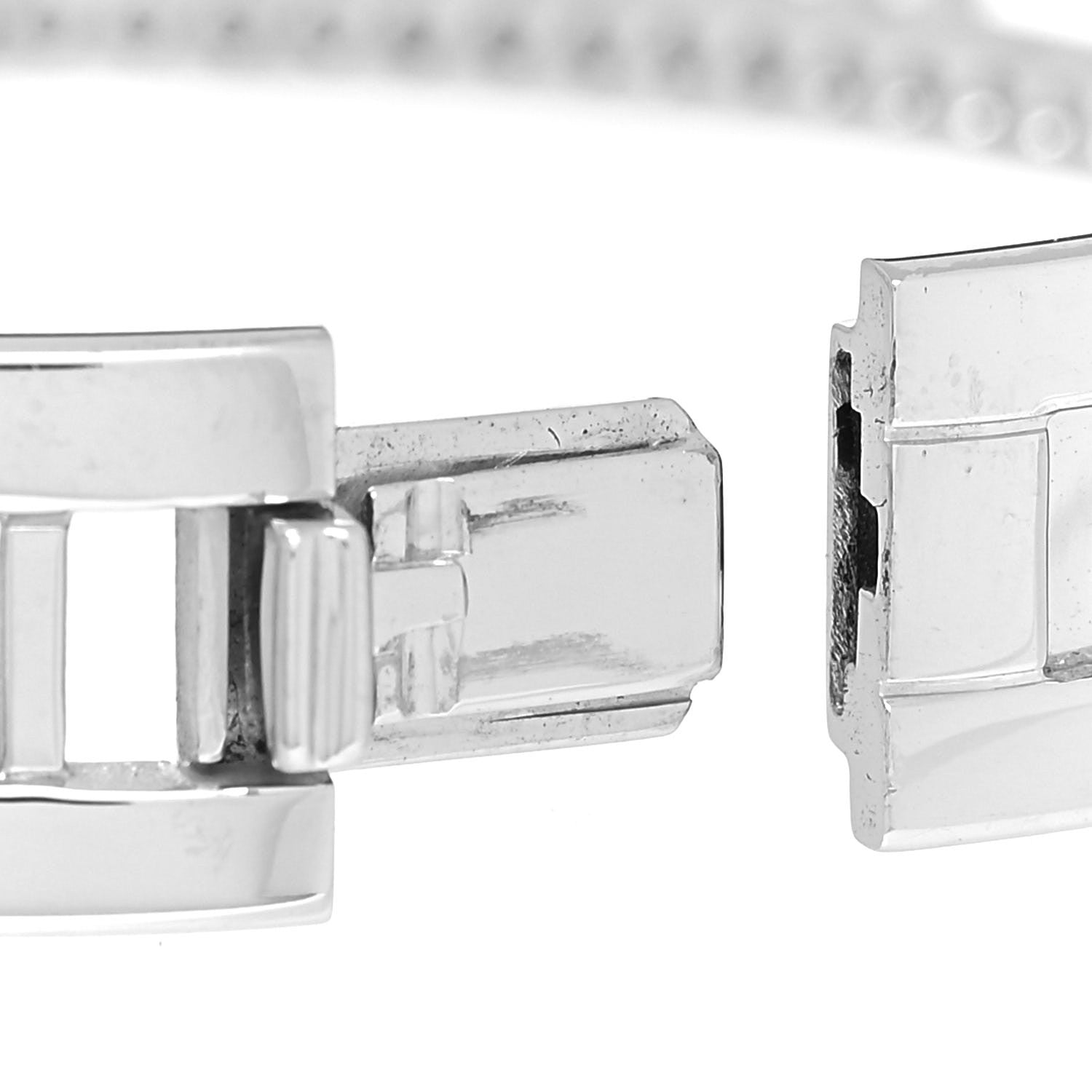 Tiffany 18K White Gold Diamond Atlas Open Hinged Bangle Bracelet 4 of 5
