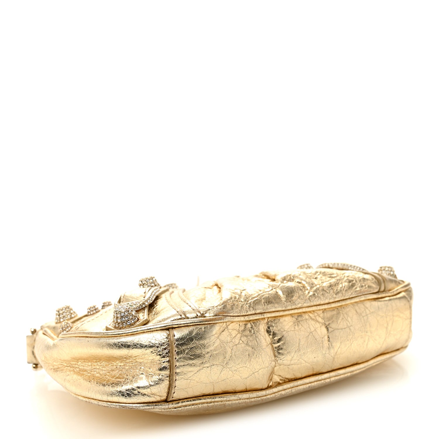 Balenciaga Metallic Arena Agneau Crystal Le Cagole Mini Purse With Chain Light Gold 4 of 10