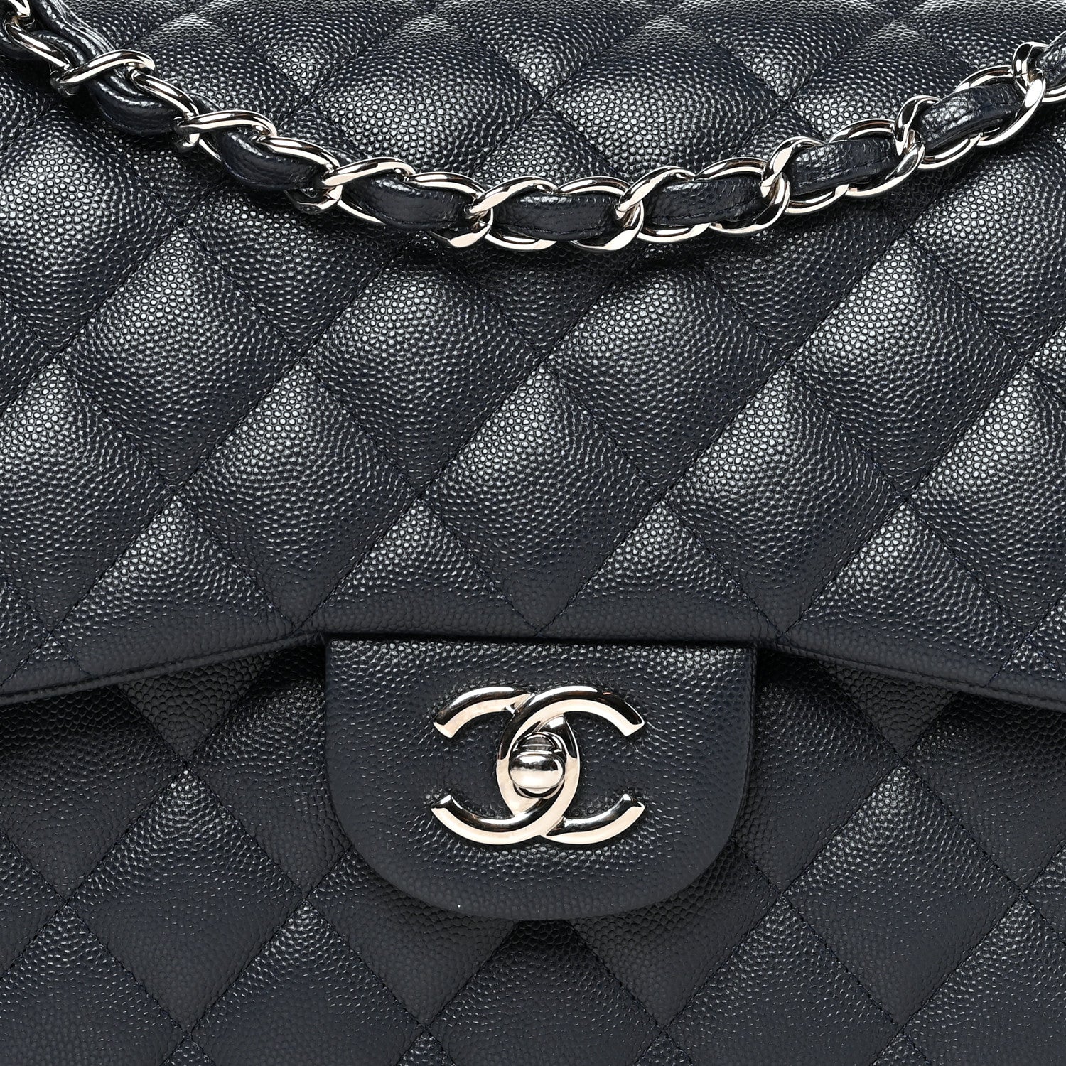 Chanel Caviar Quilted Jumbo Double Flap Navy 7 of 10