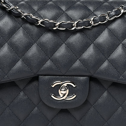 Chanel Caviar Quilted Jumbo Double Flap Navy 7 of 10