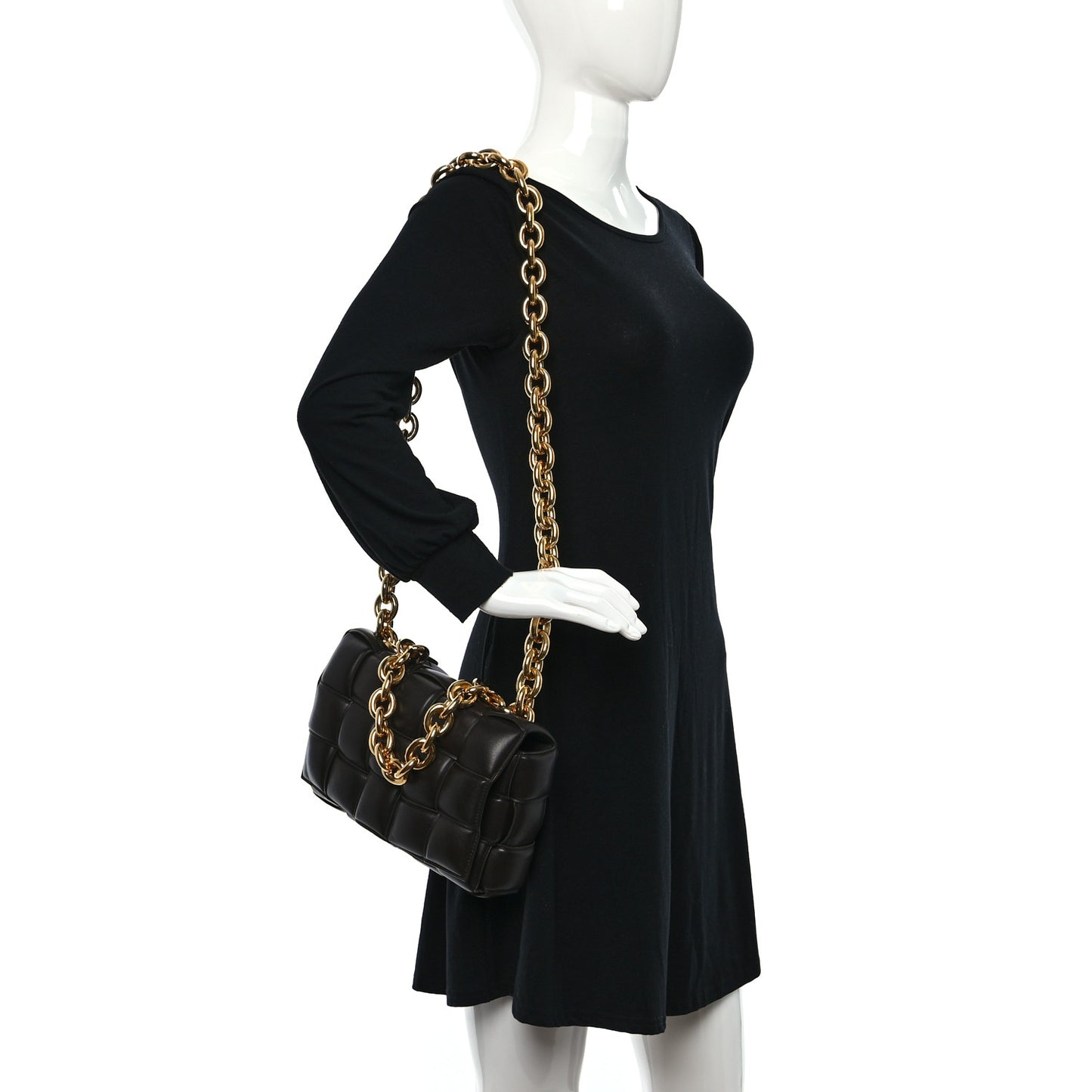 Lambskin Maxi Intreccio Padded Chain Cassette Crossbody Bag Black