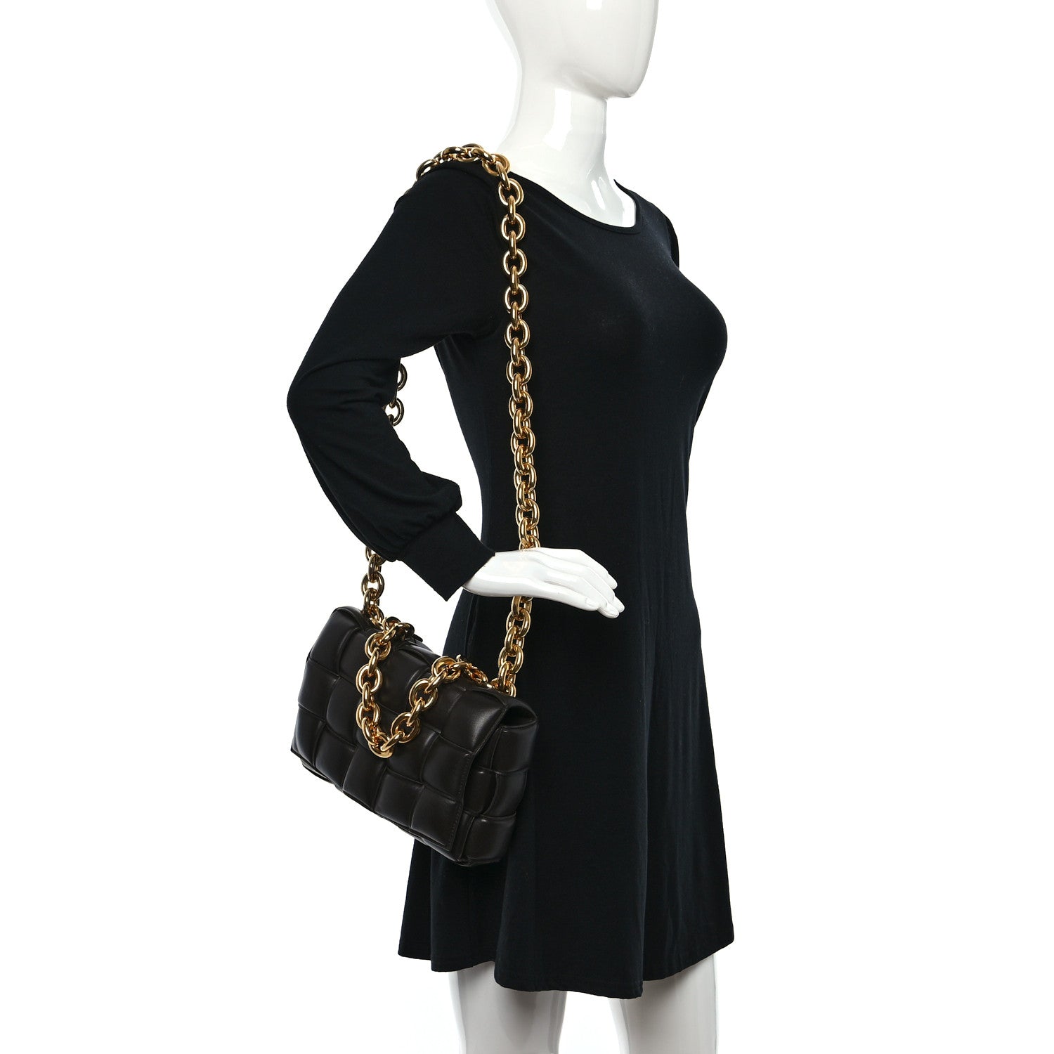 Bottega Veneta Lambskin Maxi Intreccio Padded Chain Cassette Crossbody Bag Black 2 of 8