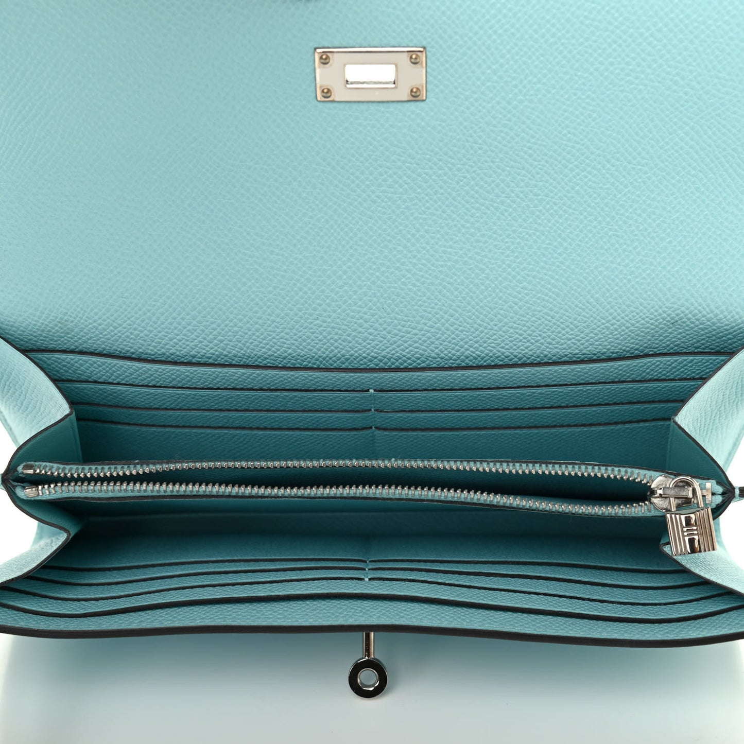 Epsom Kelly Longue Wallet Bleu Atoll