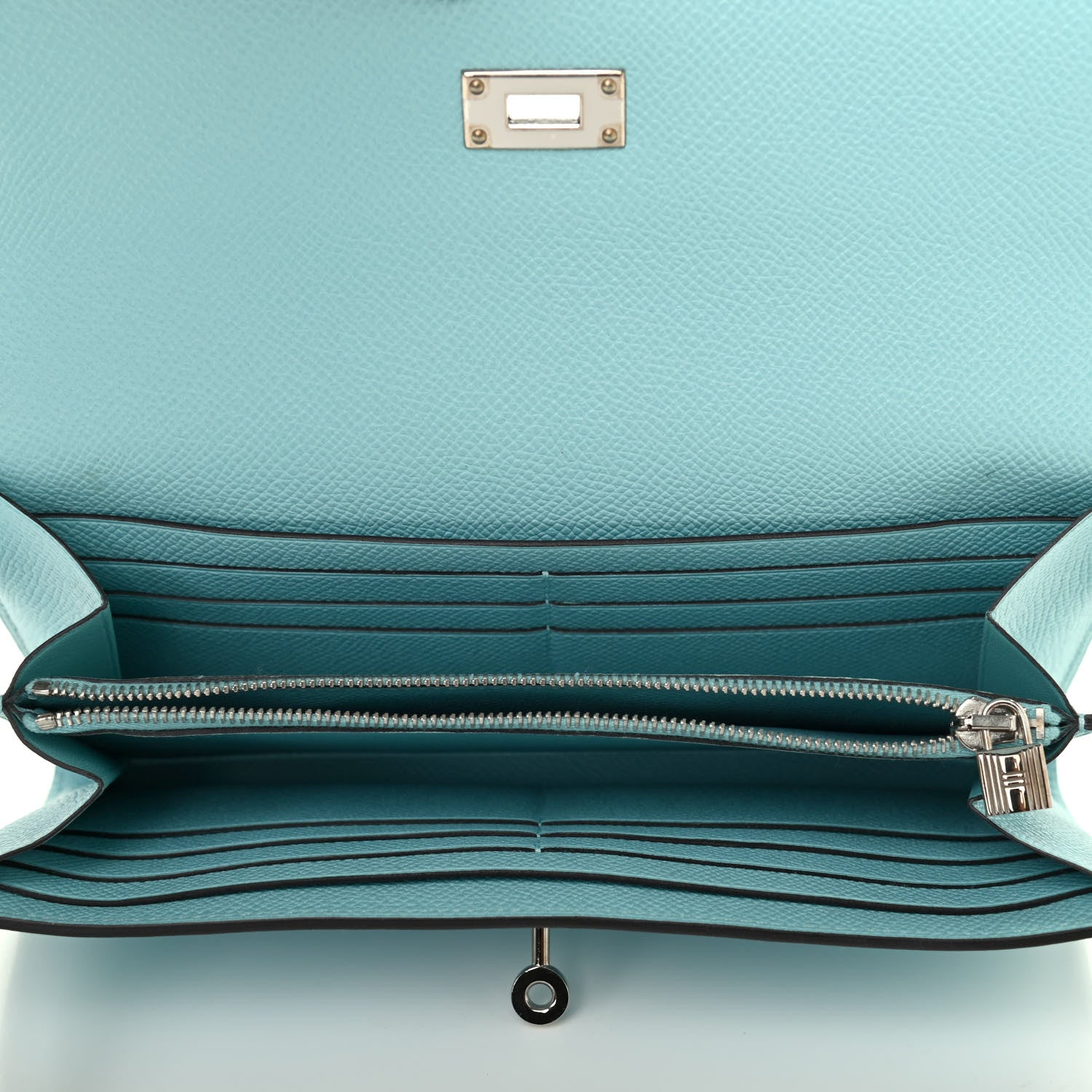Hermes Epsom Kelly Longue Wallet Bleu Atoll 5 of 12