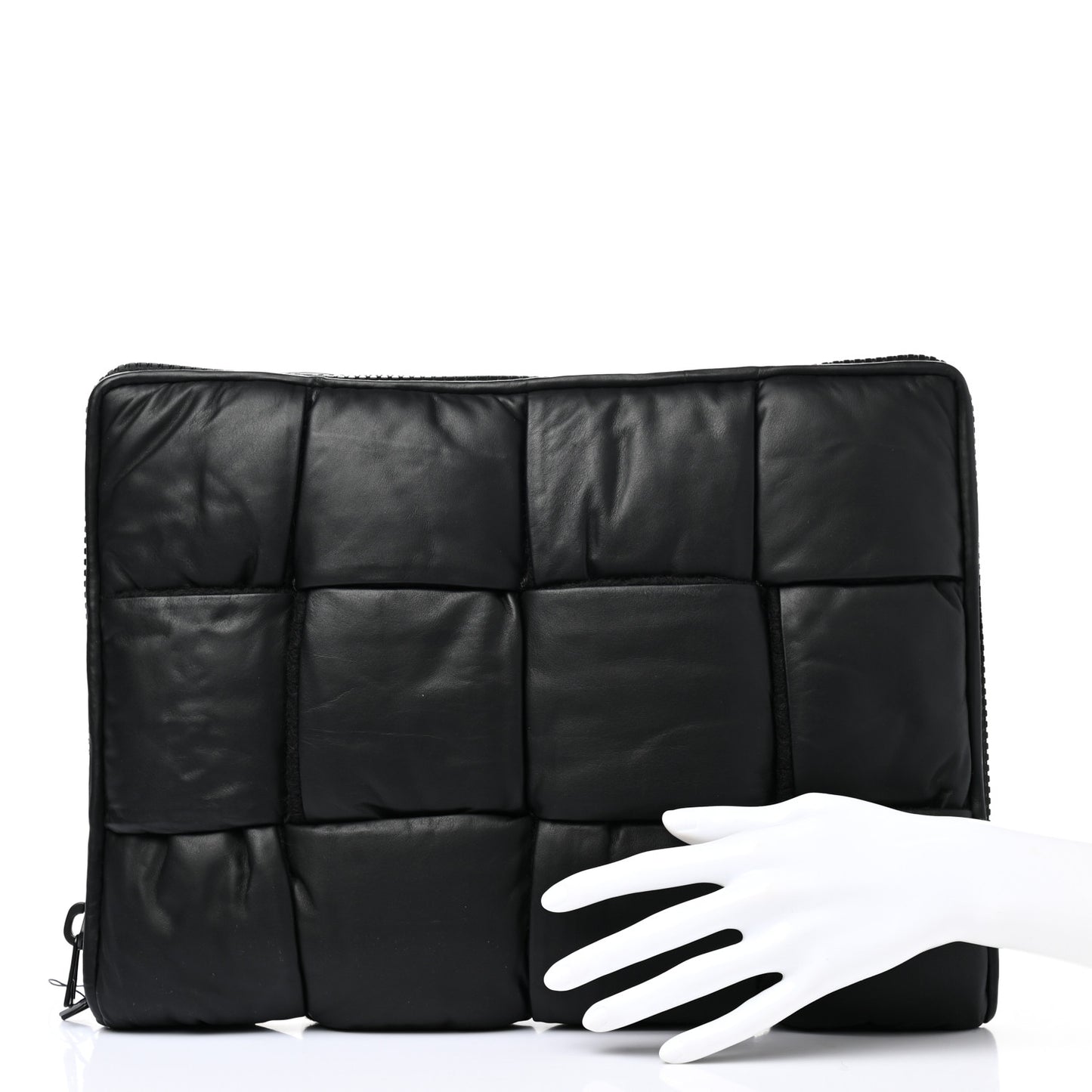 Calfskin Maxi Intrecciato Puffy Laptop Pouch Black