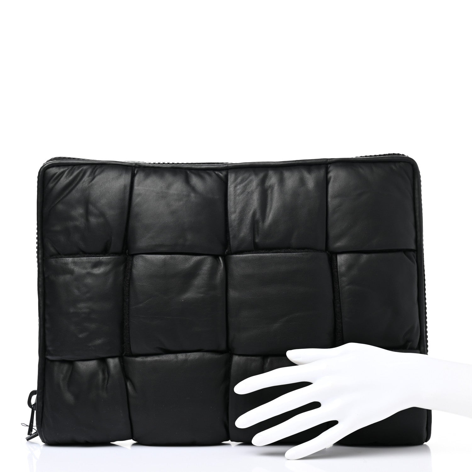 Bottega Veneta Calfskin Maxi Intrecciato Puffy Laptop Pouch Black 2 of 10
