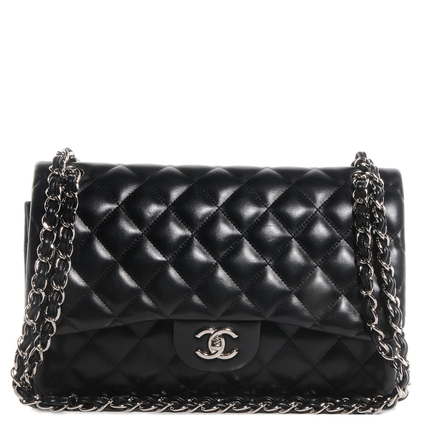 Lambskin Jumbo Double Flap Black