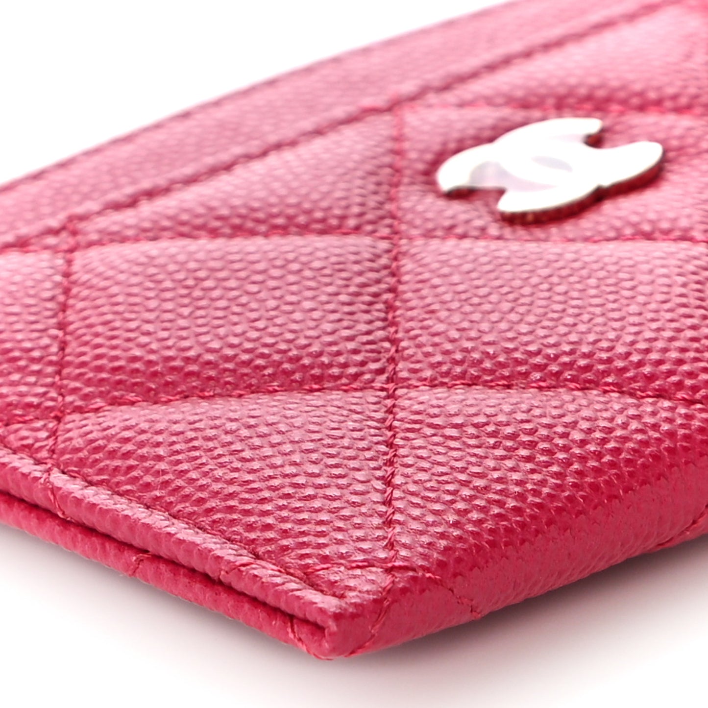 Caviar Quilted Card Holder Dark Pink