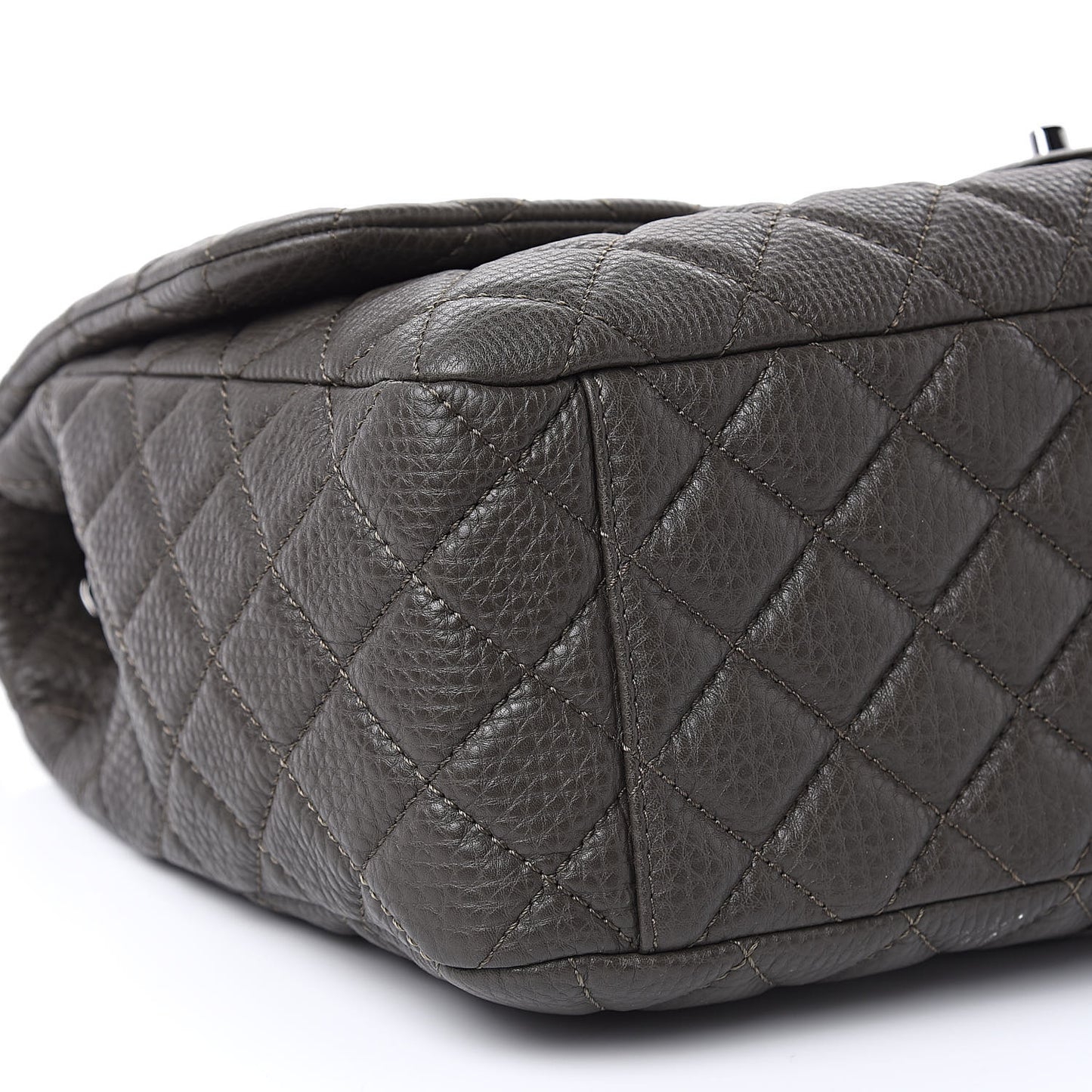 Calfskin Quilted Small XXL Travel Flap Bag Khaki