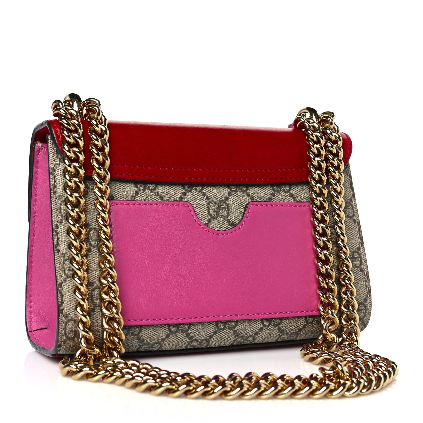 GG Supreme Monogram Calfskin Small Padlock Shoulder Bag Beige Hibiscus Red New Rosette