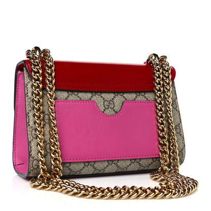 Gucci GG Supreme Monogram Calfskin Small Padlock Shoulder Bag Beige Hibiscus Red New Rosette 3 of 9