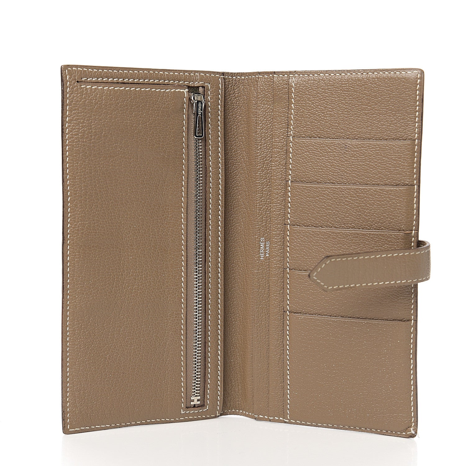 Hermes Chevre Mysore Bearn Gusset Wallet Etoupe 4 of 9