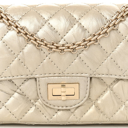 Chanel Metallic Aged Calfskin Quilted 2.55 Reissue Mini Flap Light Gold 8 of 11