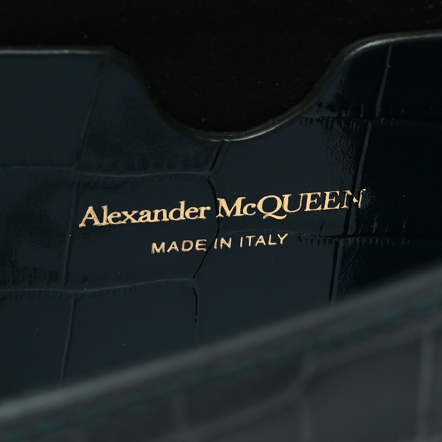 Alexander McQueen Glazed Calfskin Crocodile Embossed Small Skull Shoulder Bag Green 6 of 10