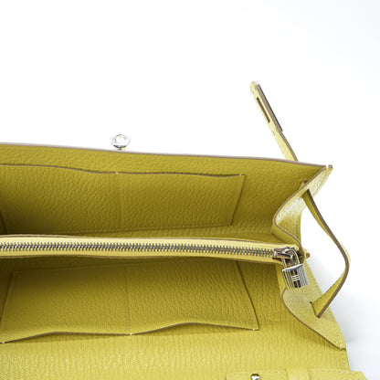 Hermes Chevre Mysore Kelly Wallet To Go Lime 4 of 10