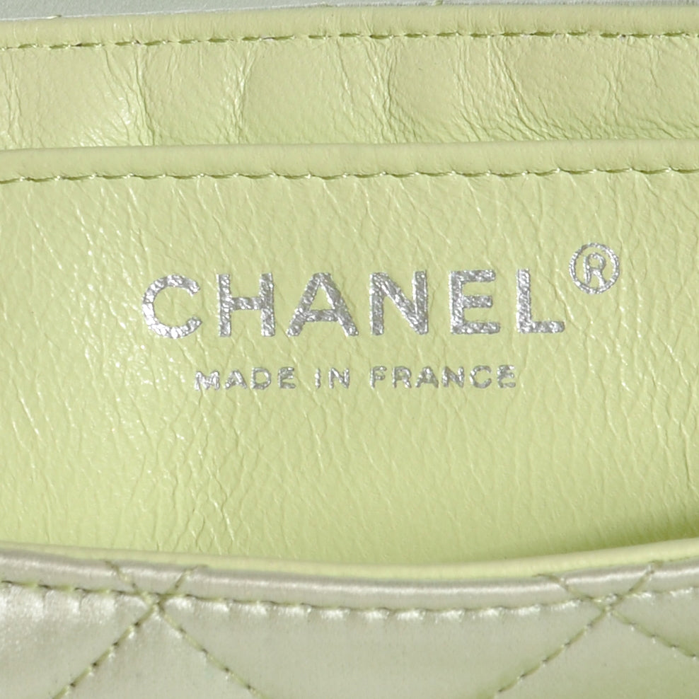 Chanel Satin Quilted Medium Flap Mint Green 8 of 9