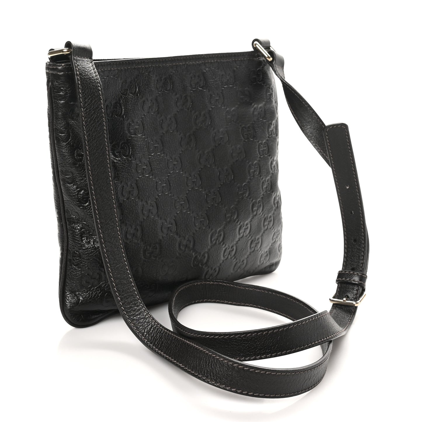 Guccissima Small Flat Messenger Bag Dark Brown