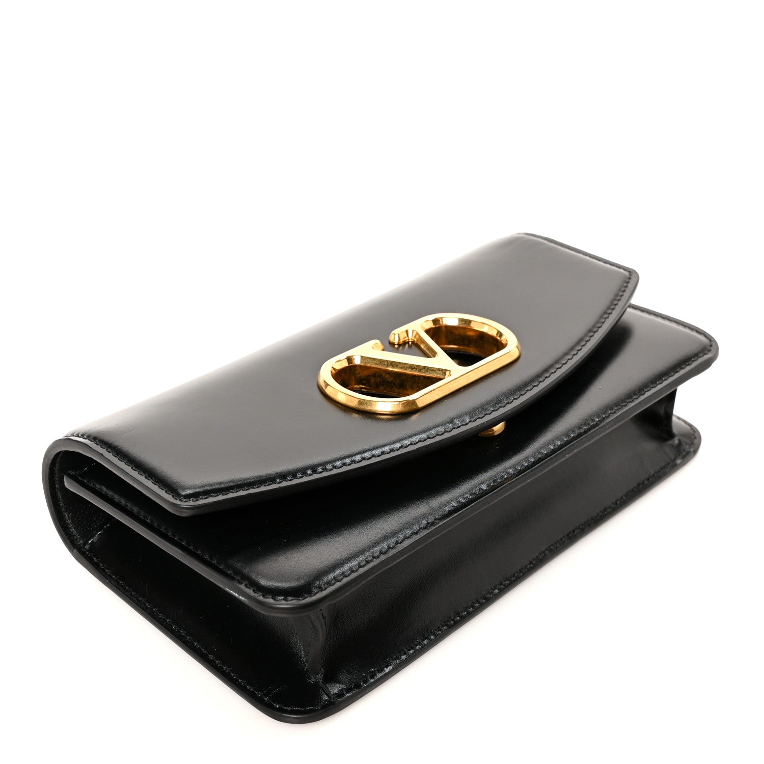 Valentino Garavani Shiny Calfskin Vlogo Small Shoulder Bag Black 4 of 7