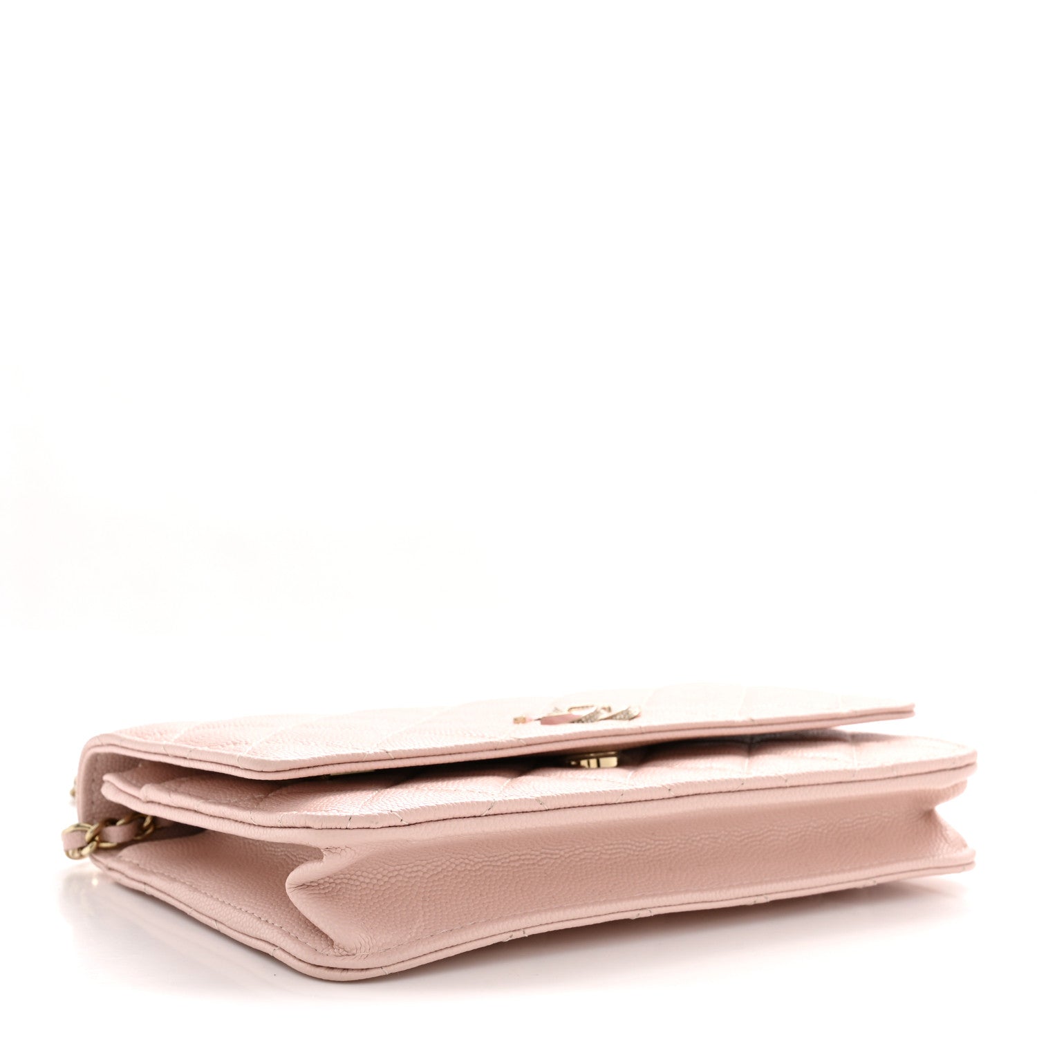 Chanel Caviar Quilted Crystal Enamel CC Wallet On Chain WOC Light Pink 4 of 12