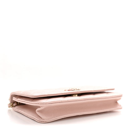 Chanel Caviar Quilted Crystal Enamel CC Wallet On Chain WOC Light Pink 4 of 12