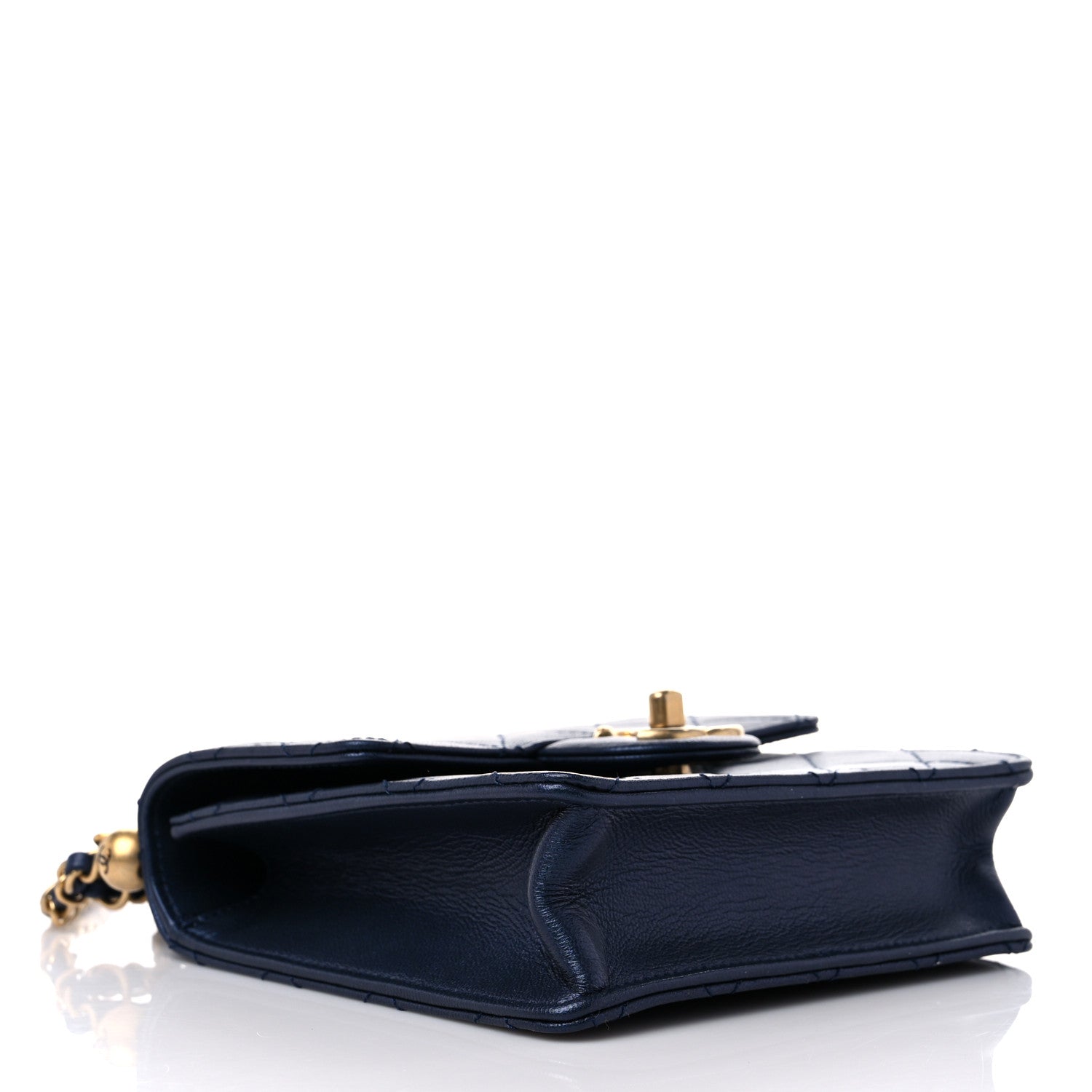 Chanel Iridescent Lambskin Quilted Chic Pearls Flap Navy Blue 4 of 11