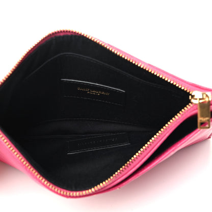 Saint Laurent Grain De Poudre Chevron Monogram Bill Pouch Fresh Fuxia 3 of 3