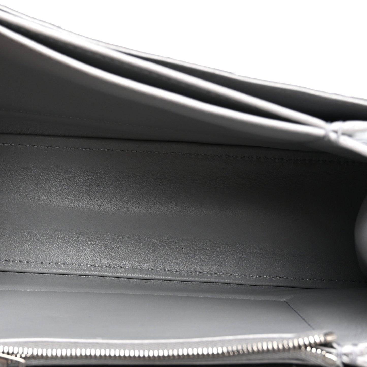 Crushed Calfskin Quilted Small Crush Chain Bag Silver