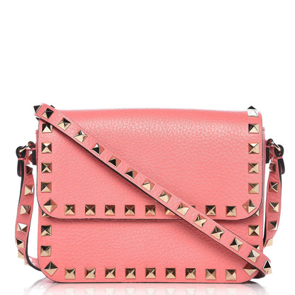 Valentino Garavani Pebbled Calfskin Rockstud Flap Crossbody Bag Paradise Rose 1 of 9