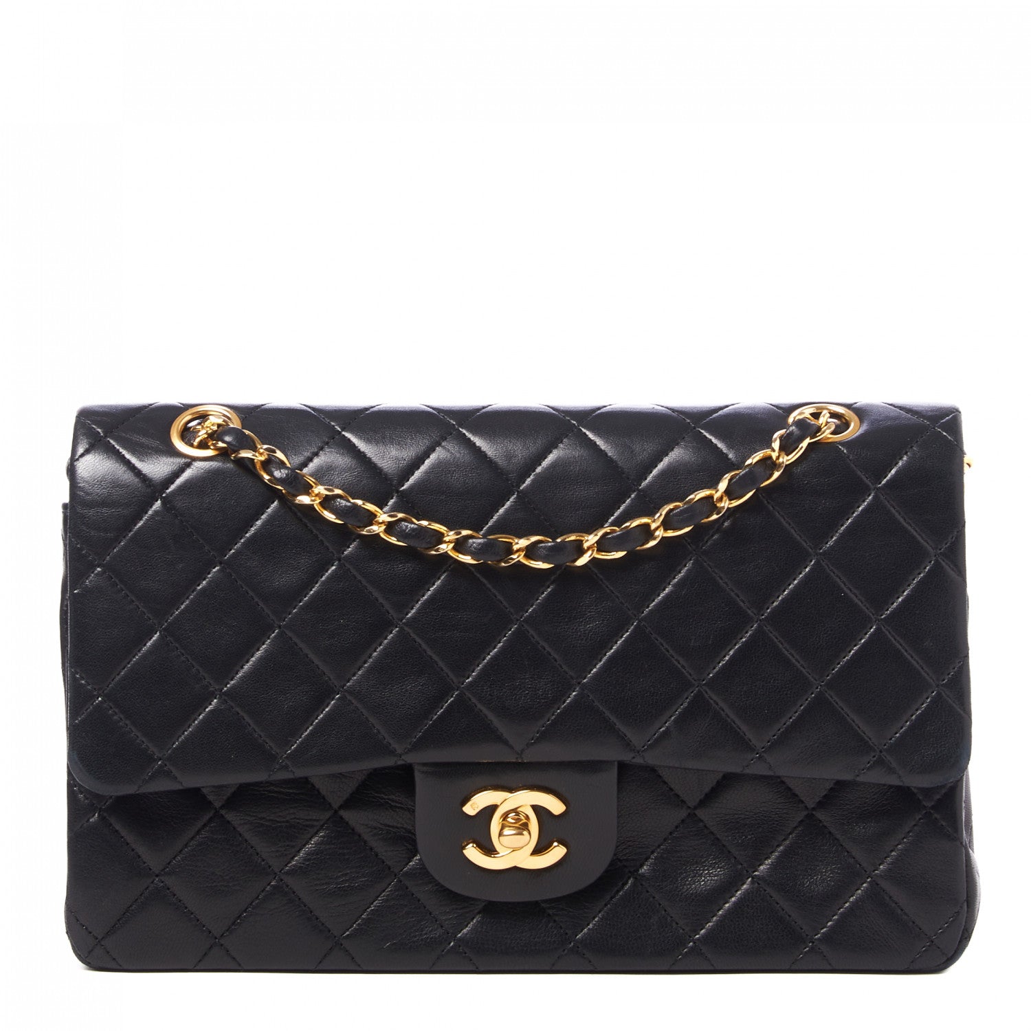 Chanel Lambskin Quilted Medium Double Flap Black 1 of 9