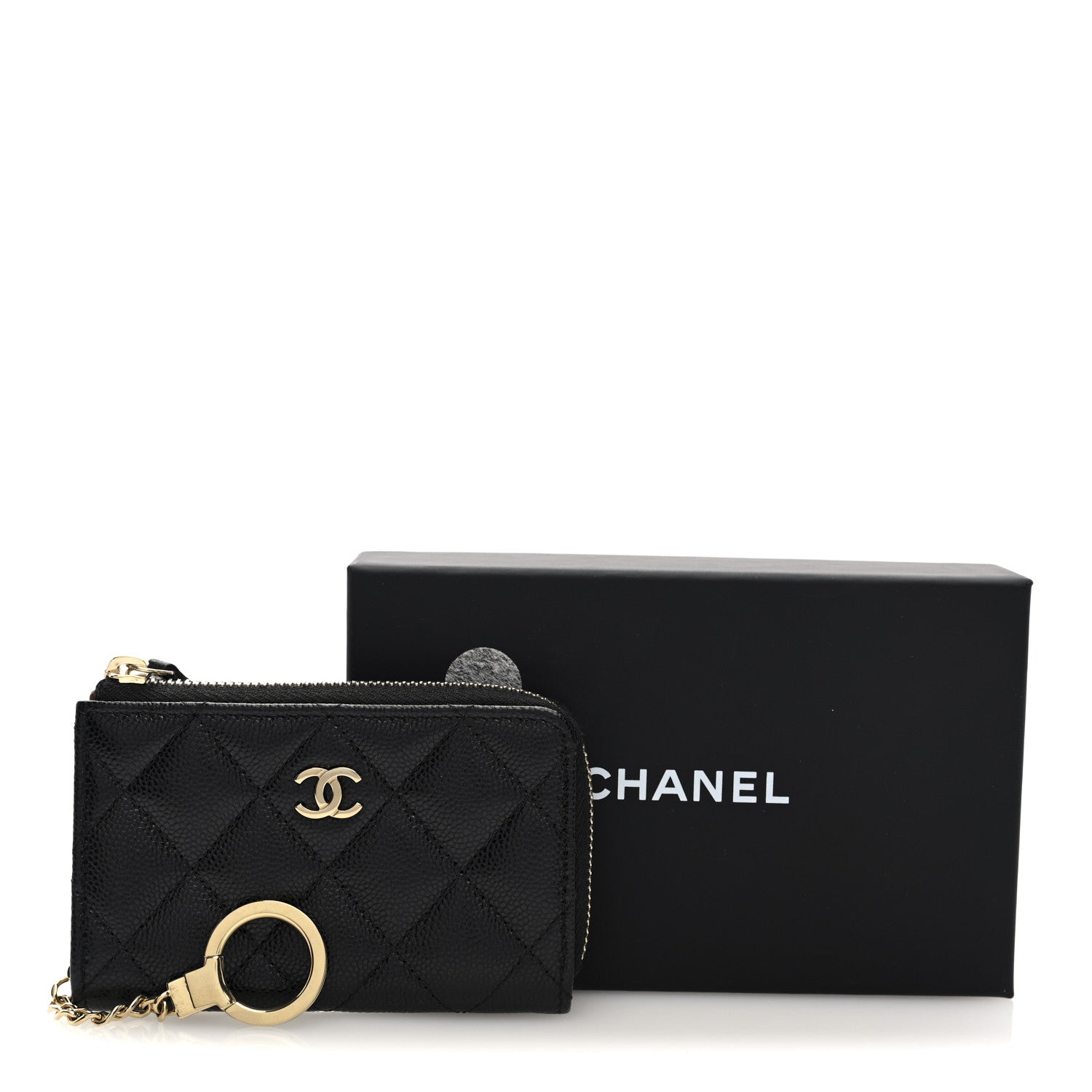 Chanel Caviar Quilted Zipped Key Holder Case Black 8 of 8