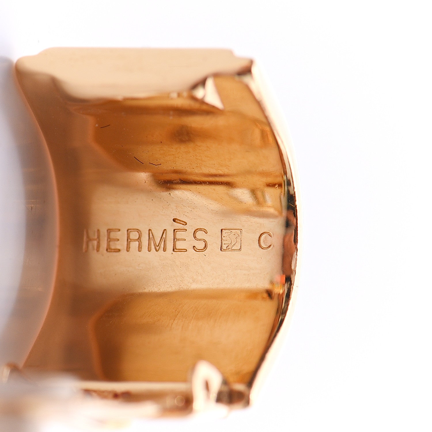 Hermes Printed Enamel Clip On Earrings Gold 4 of 4