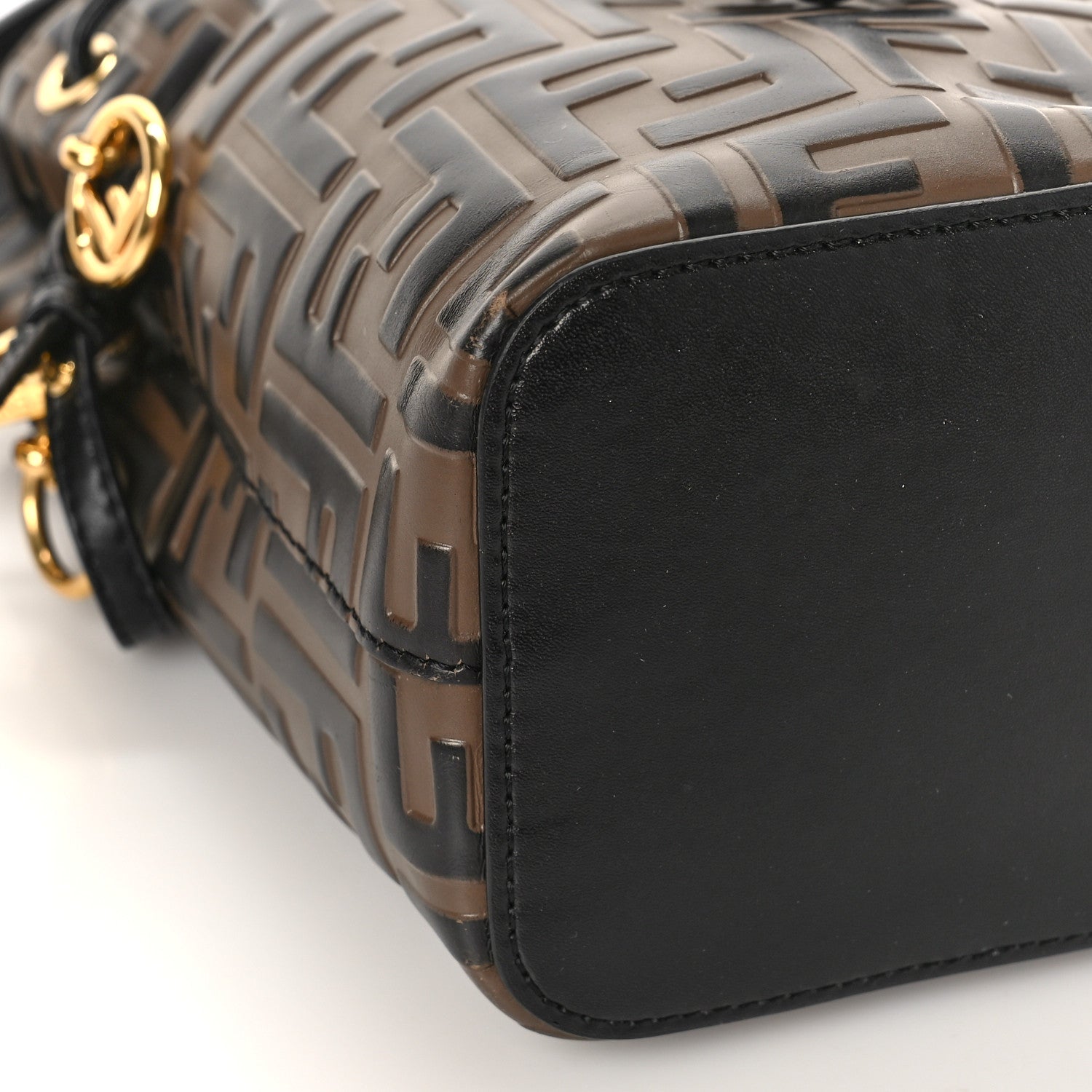 Fendi Vitello Liberty F is Fendi Bi-Color FF 1974 Embossed Mini Mon Tresor Bucket Bag Maya Black 7 of 9