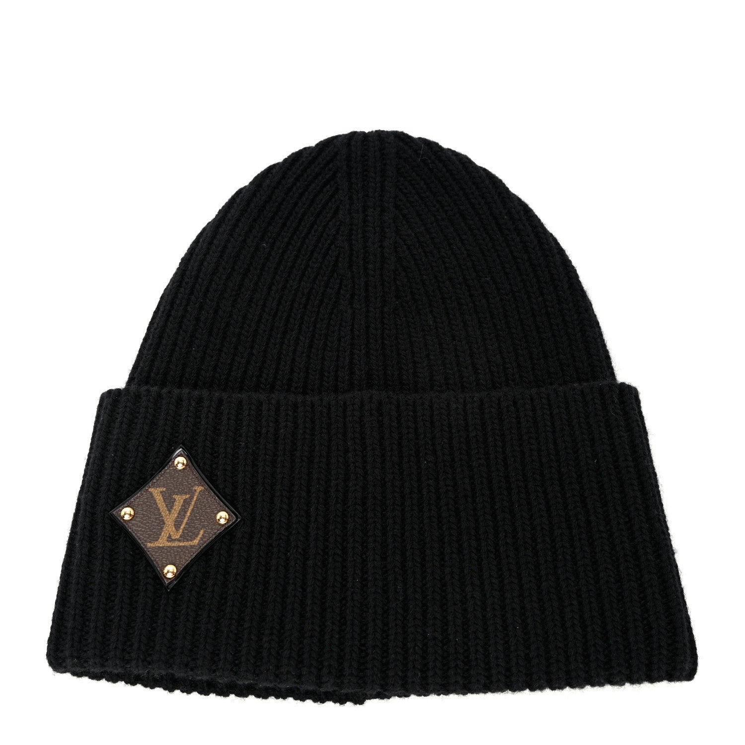 Louis Vuitton Wool LV initials Monogram Beanie Hat Black 1 of 7