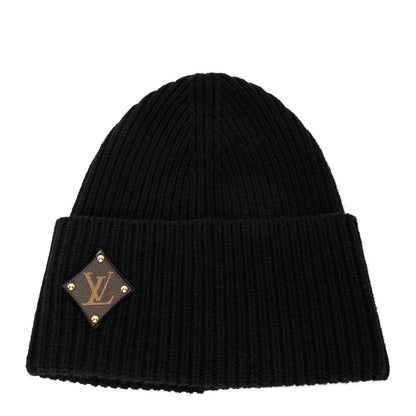 Louis Vuitton Wool LV initials Monogram Beanie Hat Black 1 of 7