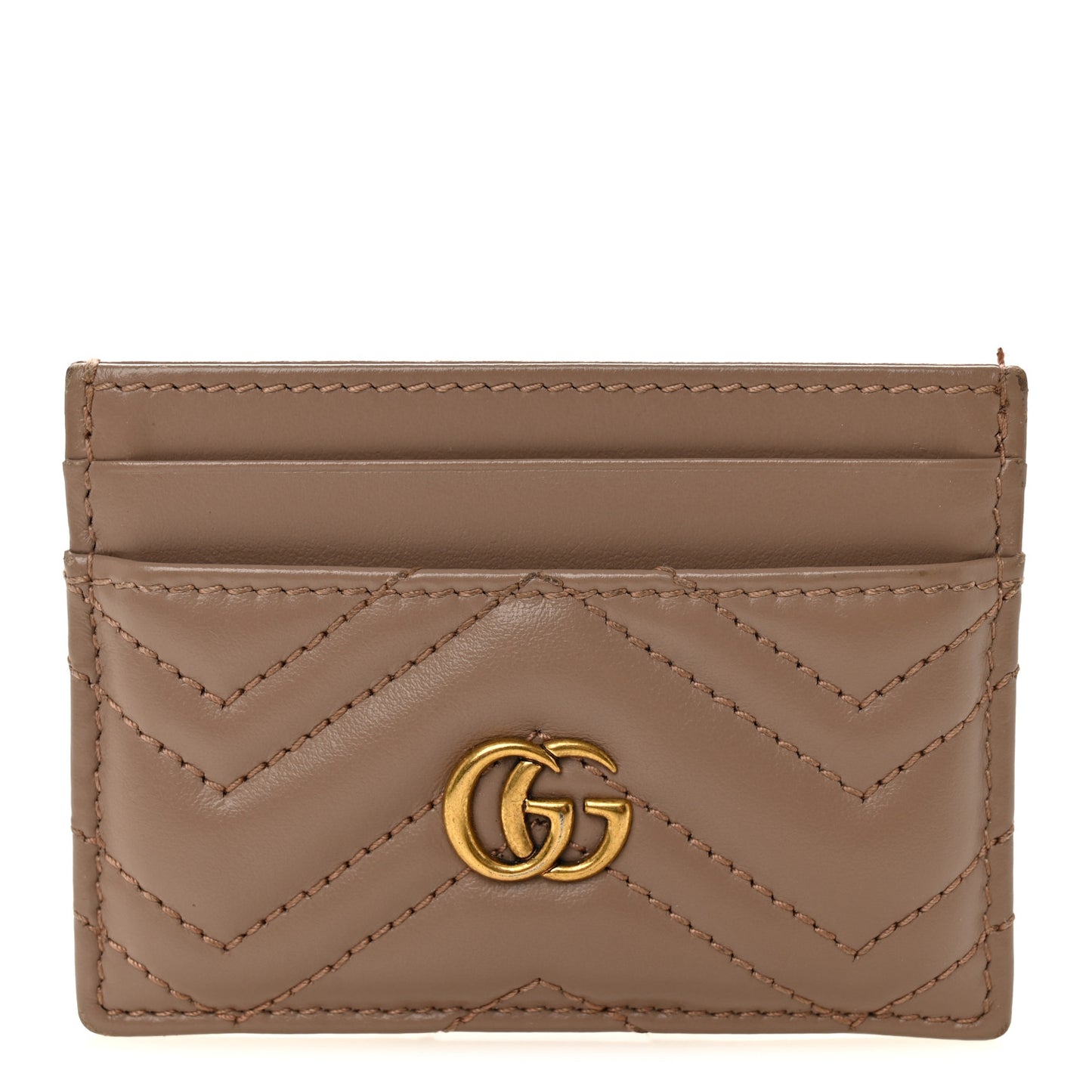 Calfskin Matelasse GG Marmont Card Holder Porcelain Rose