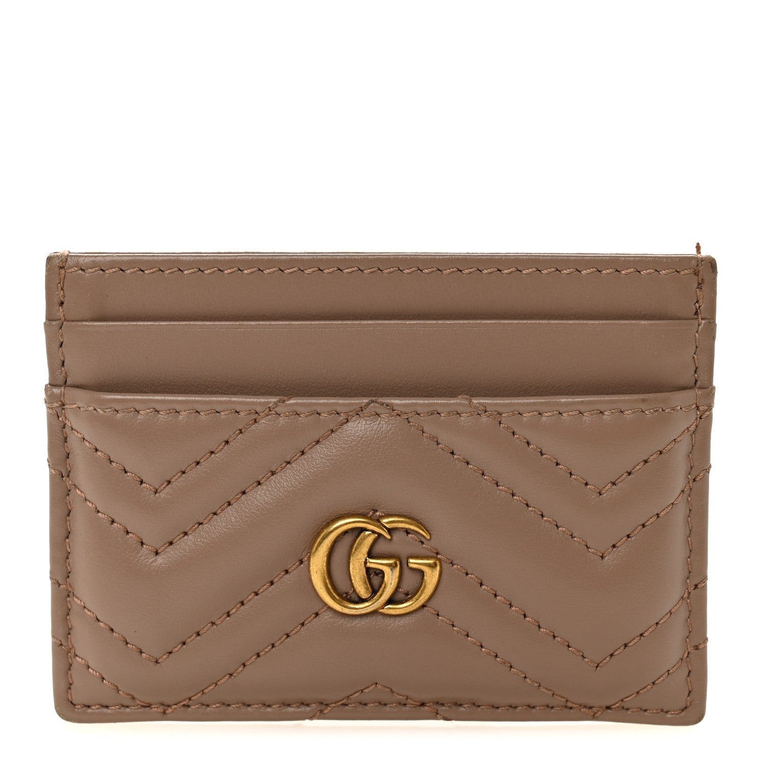 Gucci Calfskin Matelasse GG Marmont Card Holder Porcelain Rose 1 of 8