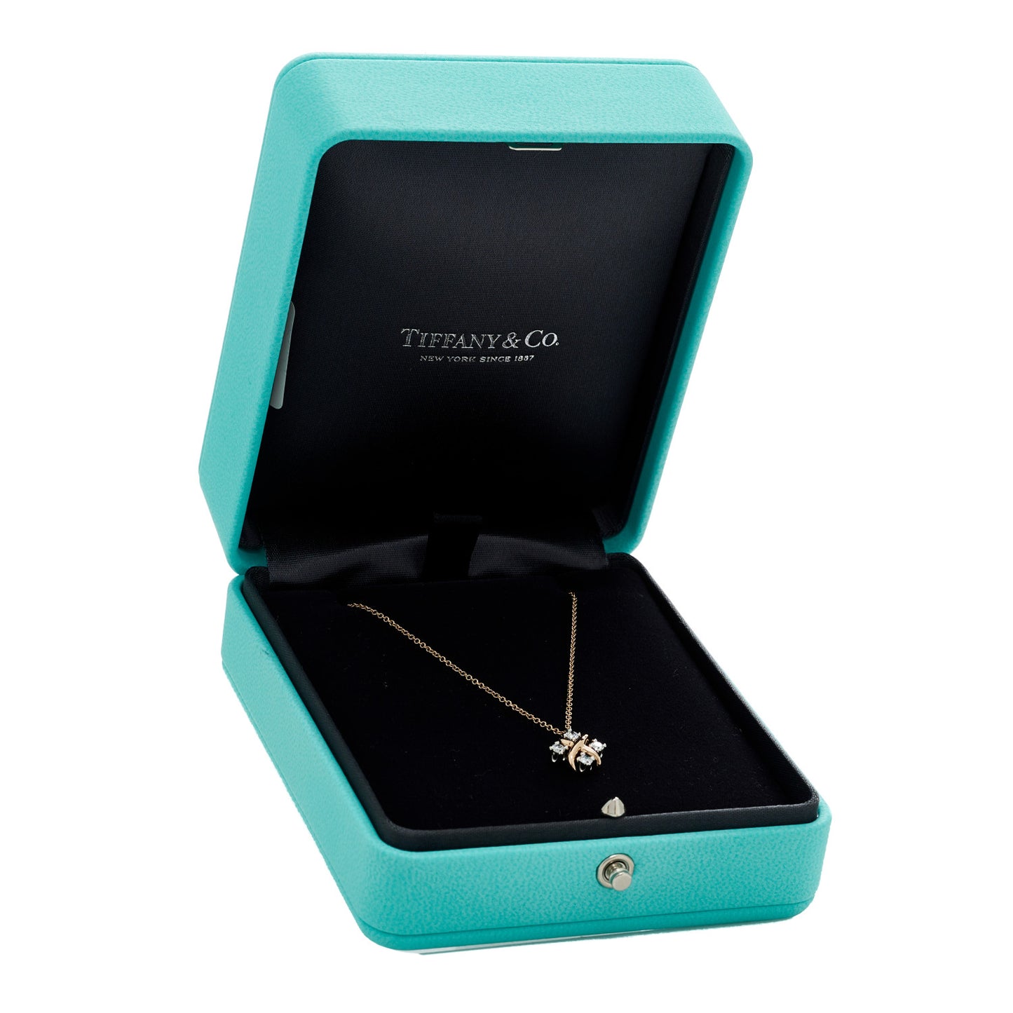 18K Rose Gold Platinum Diamond Schlumberger Lynn Pendant Necklace