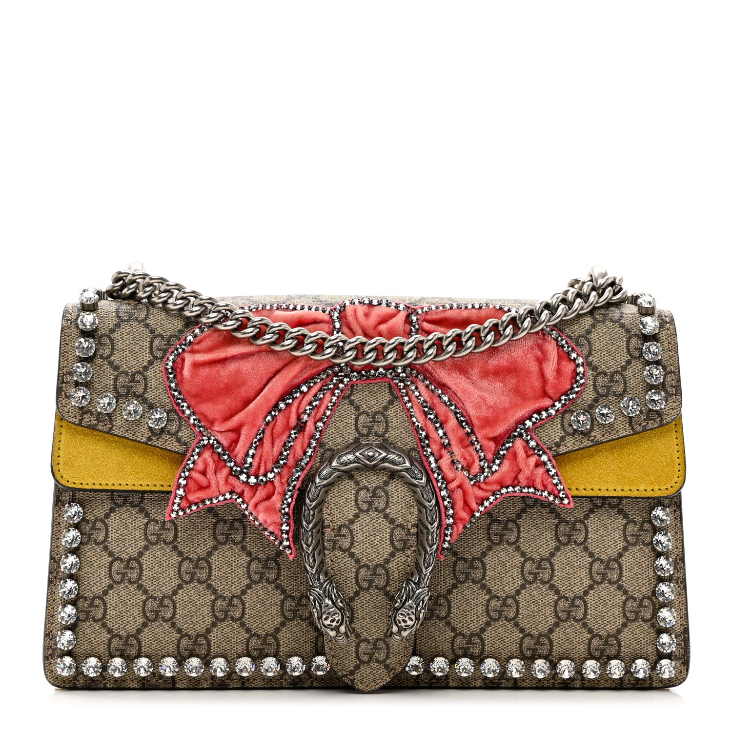 Gucci GG Supreme Monogram Crystal Bow Embroidered Small Dionysus ...
