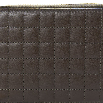 Celine Lambskin Quilted C Charm Zip Around Wallet Khaki 8 of 9