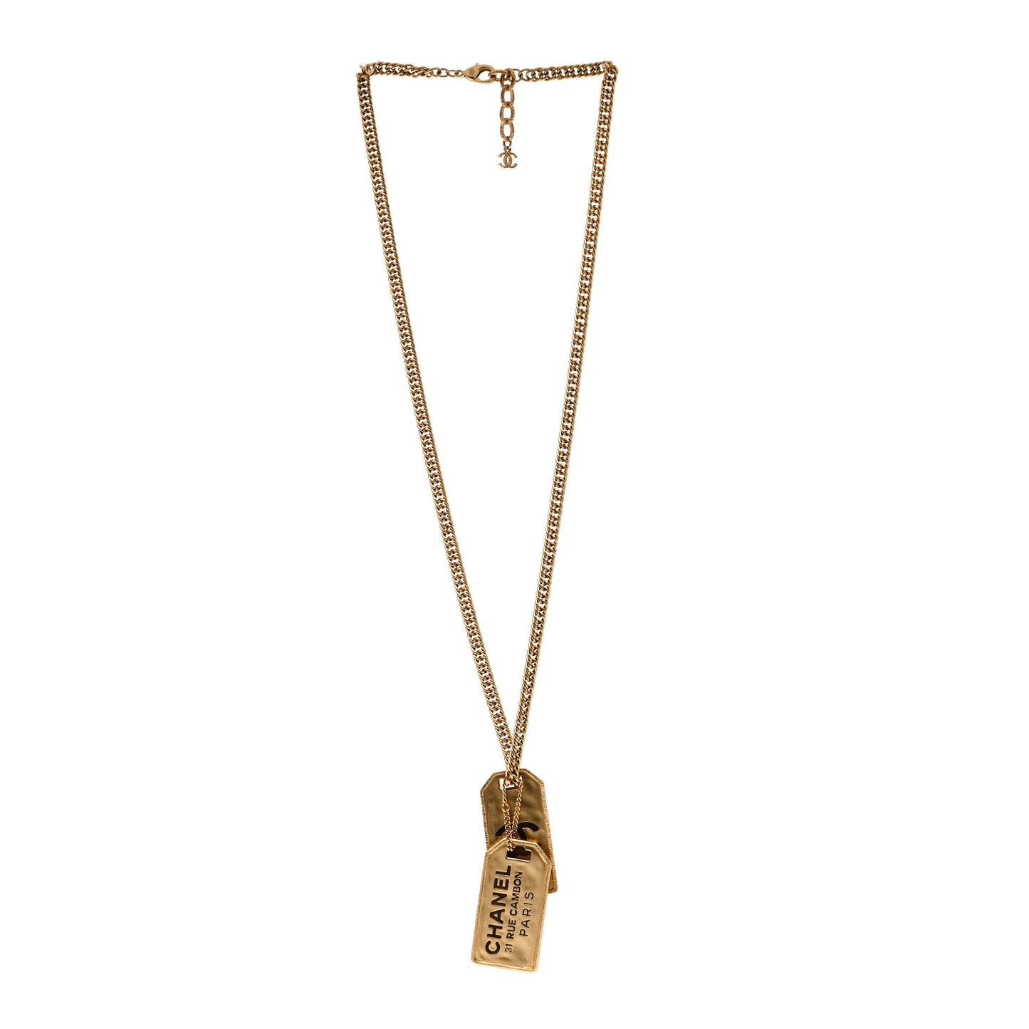 ID Dog Tag Charm Necklace Gold