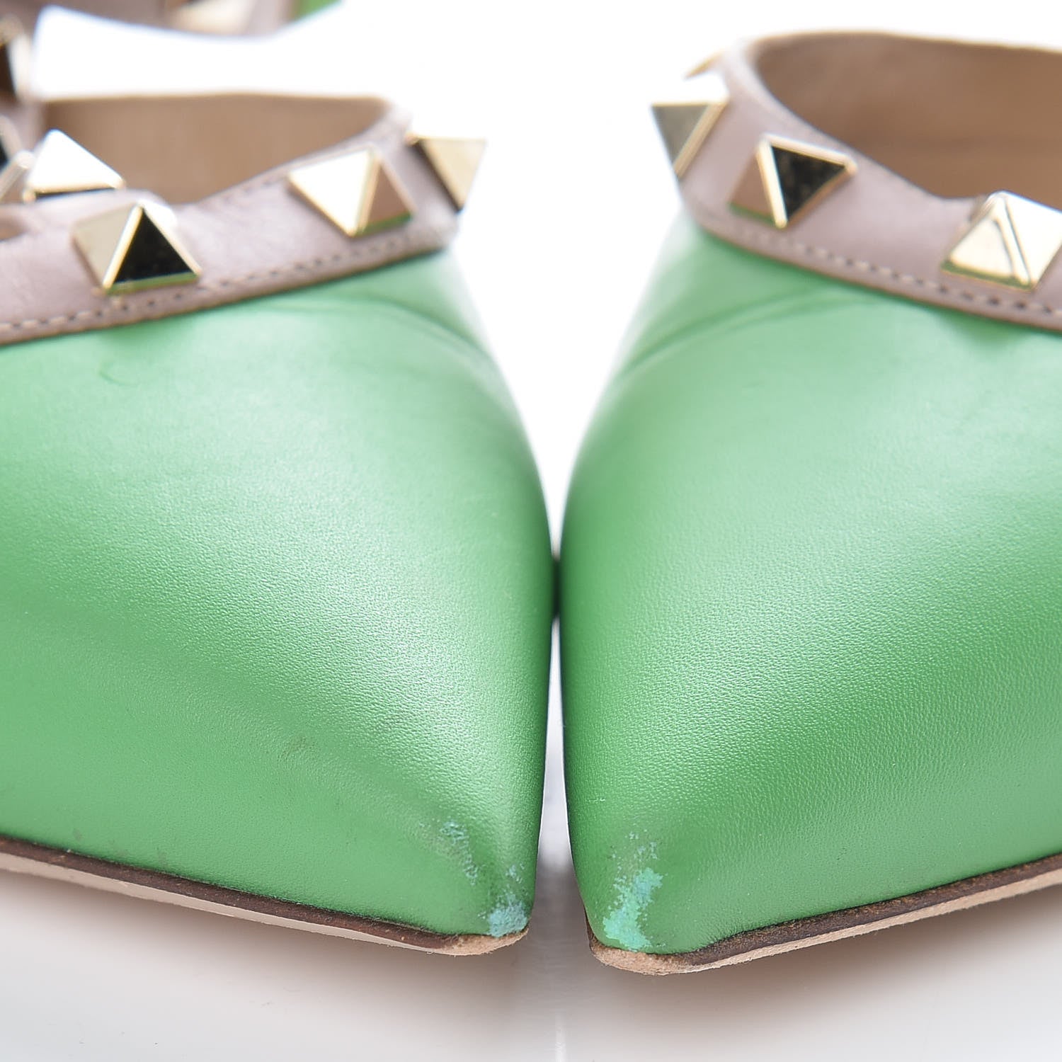 Valentino Garavani Calfskin Nappa Rockstud Ankle Strap 65mm Pumps 37 Green Poudre 11 of 11