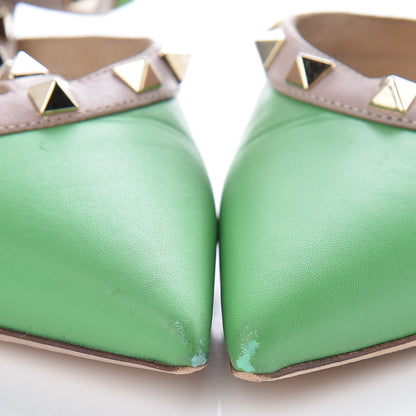 Valentino Garavani Calfskin Nappa Rockstud Ankle Strap 65mm Pumps 37 Green Poudre 11 of 11