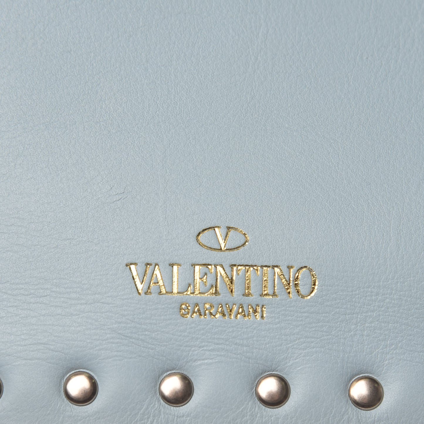 Vitello Large Rockstud Zip Pouch Sky Sorbet