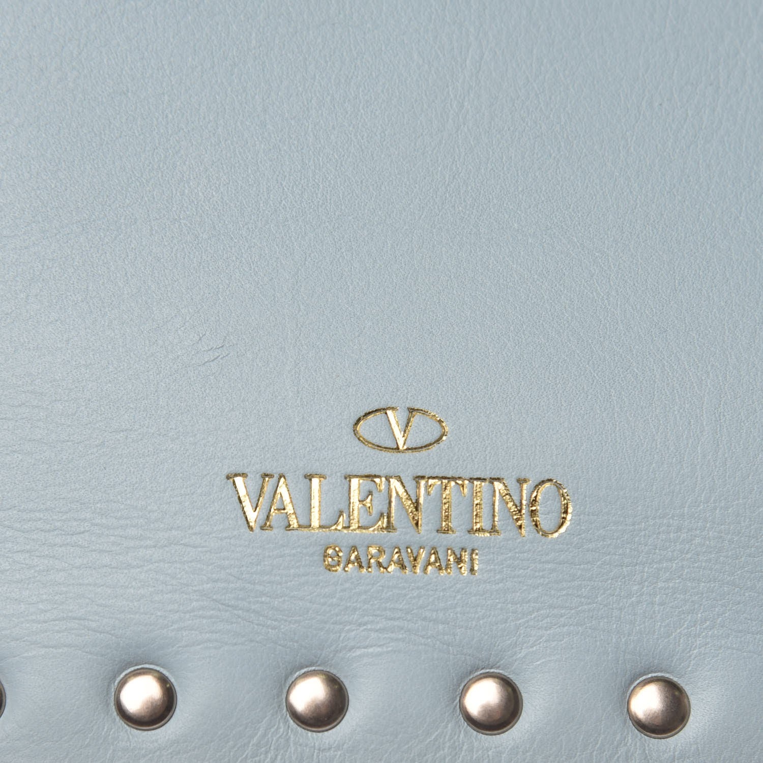 Valentino Garavani Vitello Large Rockstud Zip Pouch Sky Sorbet 8 of 9