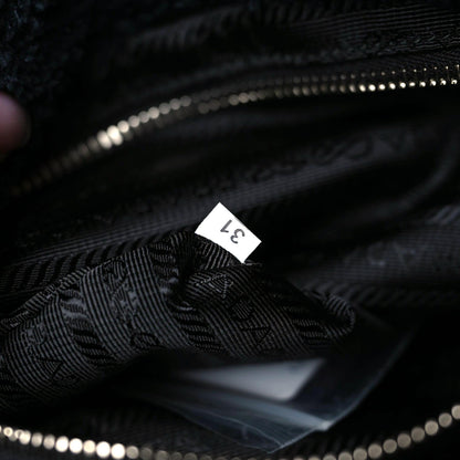 Prada Terry Cloth Tote Bag Black White 9 of 10