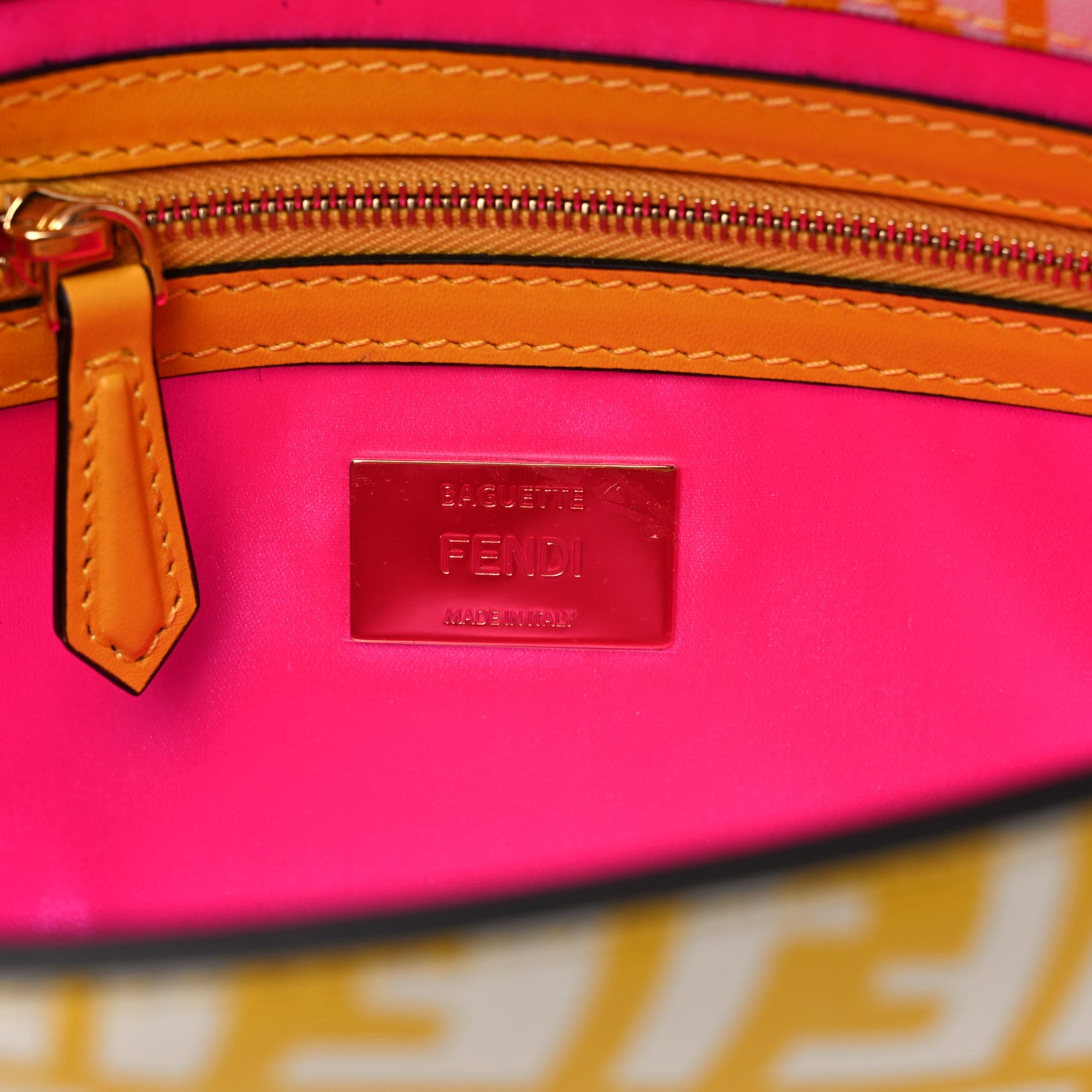 Fendi X SARAH COLEMAN Glazed Canvas Vitello King FF Vertigo Baguette 1997 Mimosa White 6 of 9