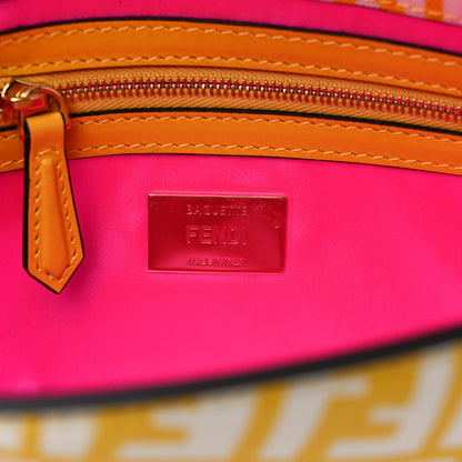 Fendi X SARAH COLEMAN Glazed Canvas Vitello King FF Vertigo Baguette 1997 Mimosa White 6 of 9